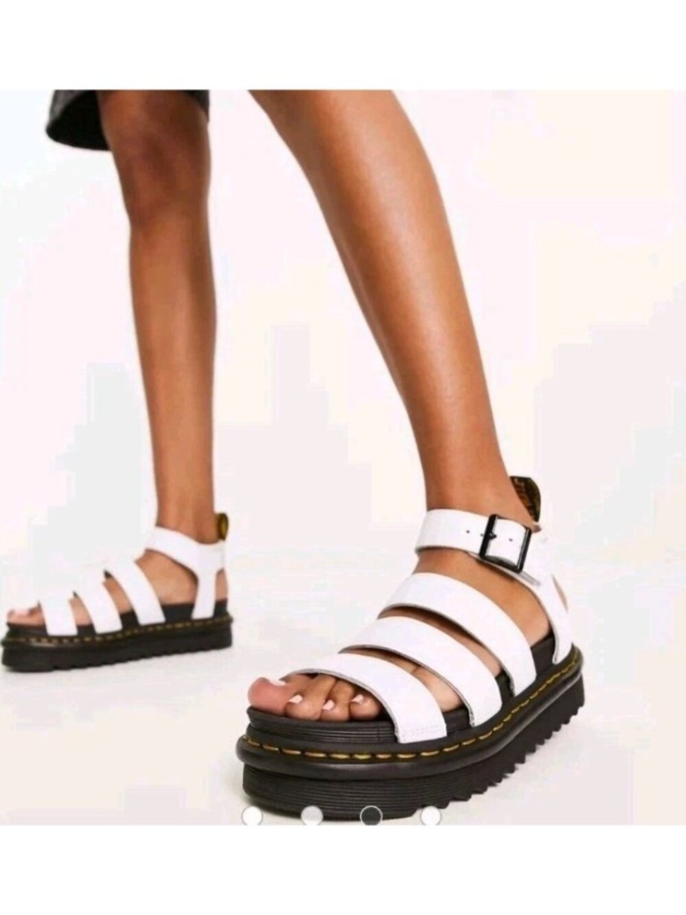 Dr Martens Blaire Women US Size 8 White Leather Sandal Gladiator Platform Chunky - Picture 8 of 11